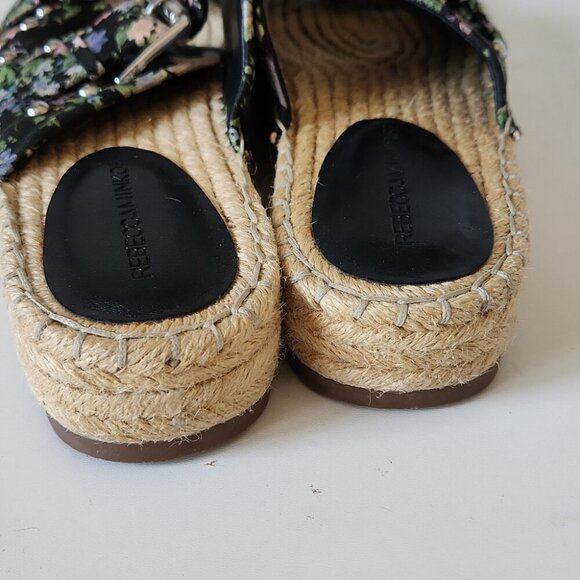 REBECCA MINKOFF | Jodi Espadrilles Sandals Black Flower Print Sz 7.5M - Picture 6 of 7